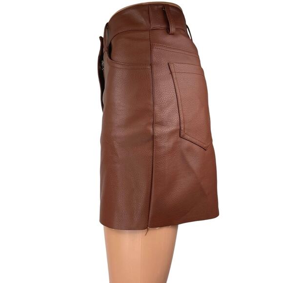 Forever 21 Women's Brown Faux Vegan Leather Mini Straight Pencil Skirt Size S - Picture 2 of 5